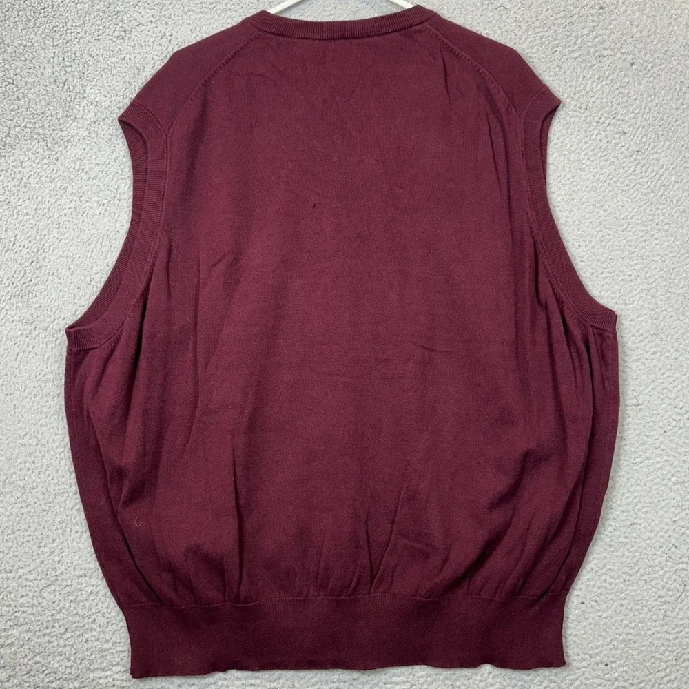 NEW Chaps Sweater Vest Mens 4XB Big V-Neck Burgundy Knit Pullover Sleeveless